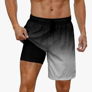 Cozopole. Men's Black and Gray Ombre Shorts. Size XL. NWT.